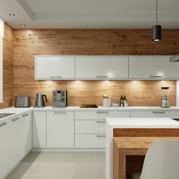 Iluminação na cozinha à noite