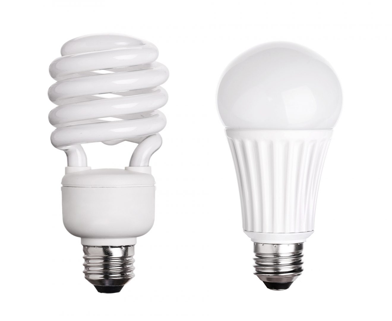 conjunto de lâmpada fluorescente CFL LED isolado no fundo branco